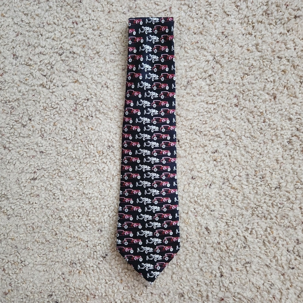 Puritan 100%‎ Silk Red Vintage Car Neck Tie
